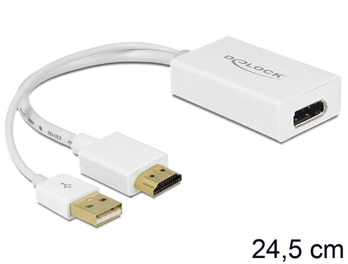 Delock Adapter Hdmi-a Male DisplayPort 1.2 Female White