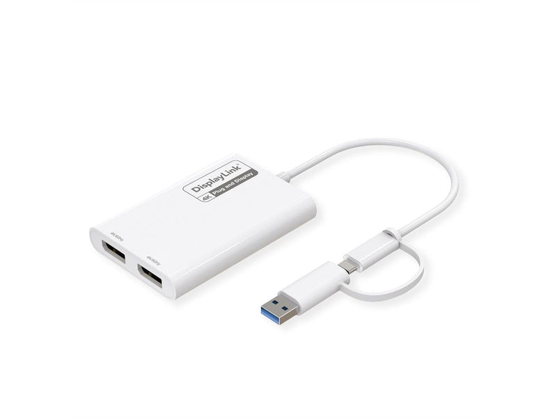 Roline Multi-displaylink Adapter USB Type a + C - 2X Dp, 4K