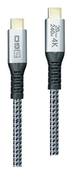 2GO Cable 797515 USB 3.2 Gen 2X2 2M USB C Silver