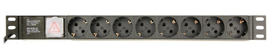 Gembird Power Strip 8 Schuko Sockets 1U 16A C14 Plug 3M Cable — image 1