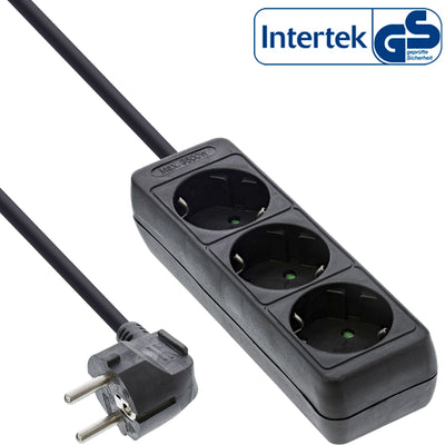 Inline Power Strip 3 Sockets Type F With Switch Power Black 1,5M — image 1