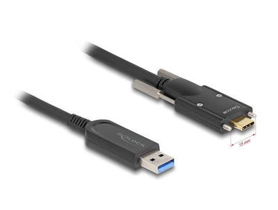 Delock 83206 Cable Óptico Activo USB 10Gbps-a Male USB Type-c™ Male With Screws Laterales 10M — image 1