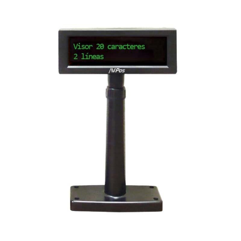 Avpos Visor VFD220 - 2 Lineas 20 Caracteres - Screen Green - 267 Tipos Caracteres Internacionales -