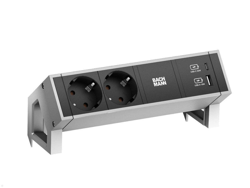 Bachmann DESK2 2X Contact Protection USB a&c USB Charger 22W 0,2M GST18 Inox