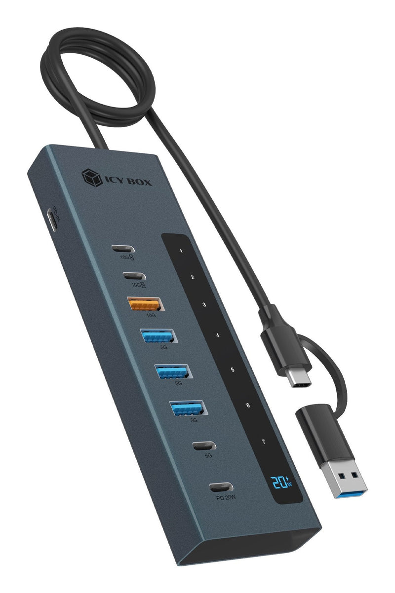 Icy Box IB-HUB1743-CPD, Concentrador USB Antracita 61158
