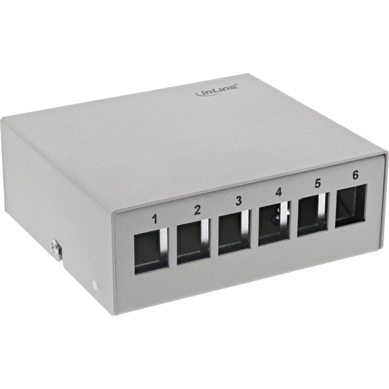 Inline Desktop Point Box 6X Keystone RJ45, Metal Grey Claro RAL7035