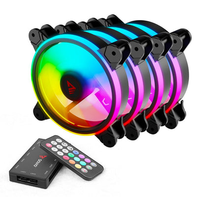 Savio FAN-01 Fan ARGB 120MM Pack 4 Units With Controlador And Remote Control — image 1