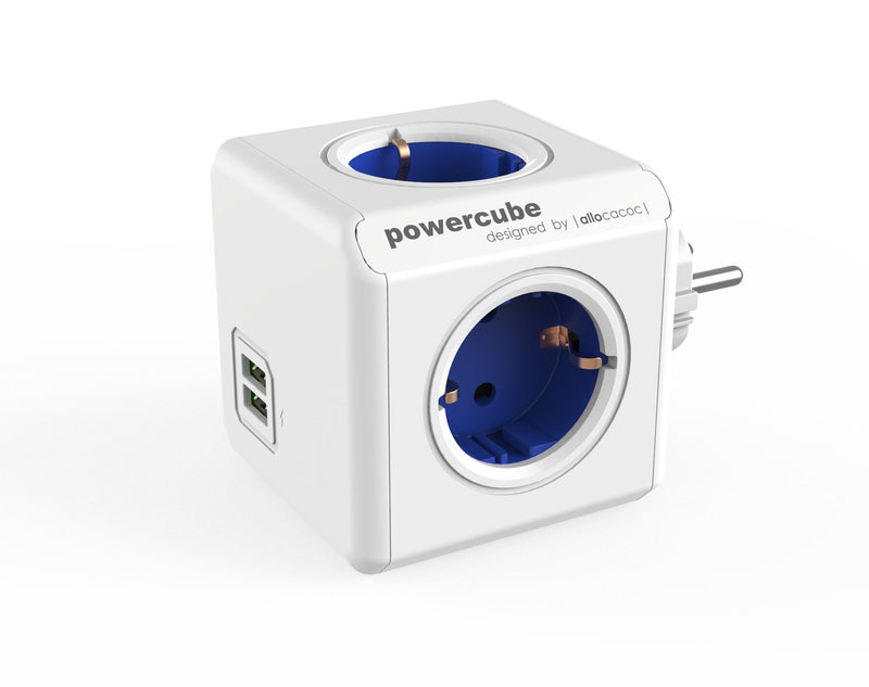 Powercube Allocacoc Genuine USB Unit Distribución Power Ca 230V Connectors Output 4 (cee 7/4) Blue Cobalto