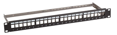 Efb Distribution Panel 19 1U 24-PORT Metal Grey With 24X Keystone Slimline CAT.6A — image 1