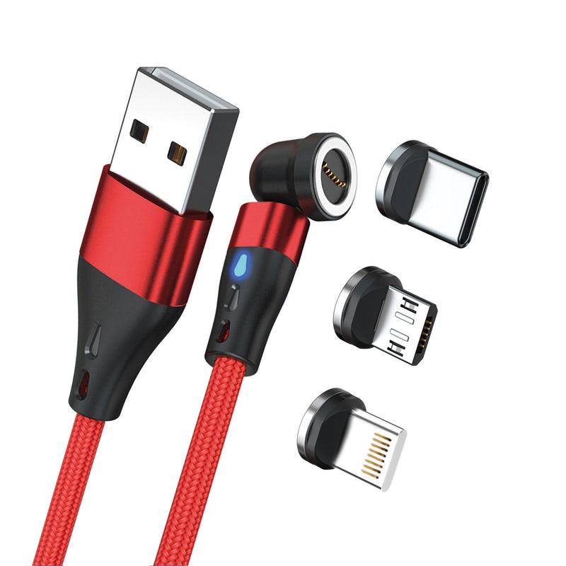 Realpower Magnetic Cable 3 AMP,2M, Red With Adaptern