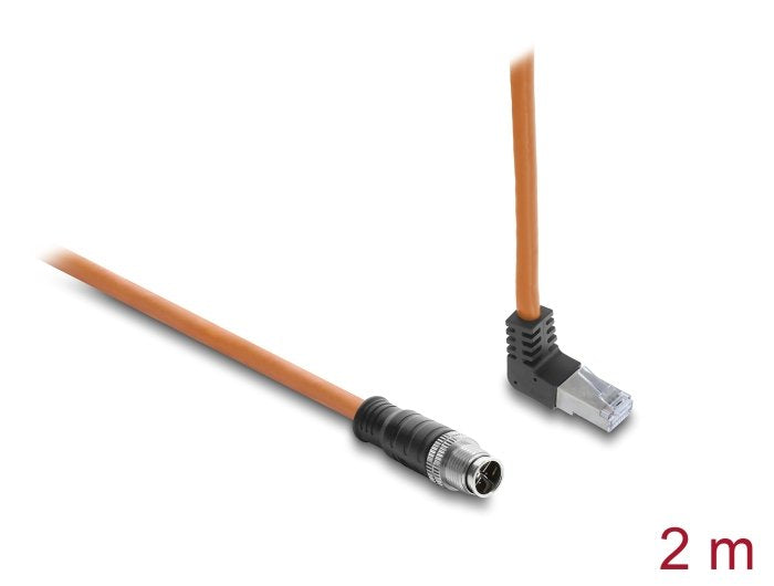 Delock M12 Cable X-kodiert 8 Pin St a RJ45 St 2M Orange