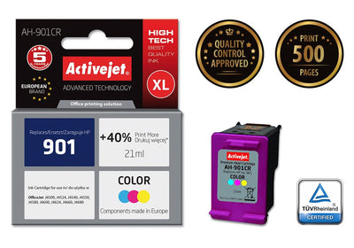 Activejet Ink Ah-901CR (reemplazo HP 901 CC656AE - Premium - 21ML - Colour — image 1