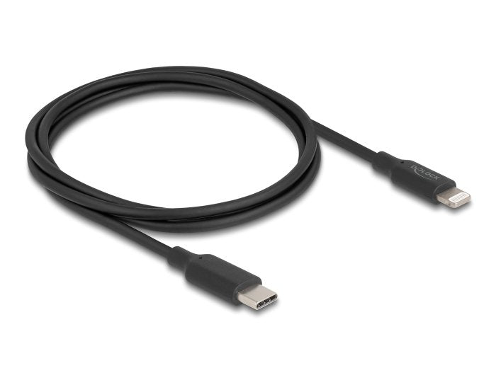 Delock 85410 Cable Charging And Datos Slim USB Type-c™ a Lightning™ Iphone™, Ipad™, Ipod™ Black 1M Mfi