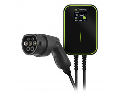 Green Cell Wallbox Ev Powerbox 2X Connector Charging Female With TIPO2 Cable Charging 6M 22KW 32A Black — image 1
