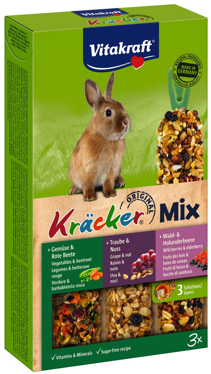 Vitakraft Kracker Frutas Bosque/Avellanas/Verduras - Golosinas Conejos - 3 Pieces