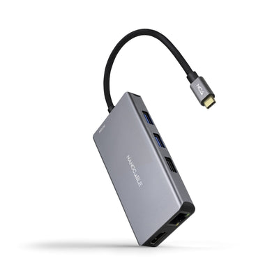 Nanocable Hub USB-C 9 1 Converter USB-C a 3 X USB-A + 2 X HDMI + RJ45 + TF + SD + USB-C Pd 100W - Aluminium -  — image 1
