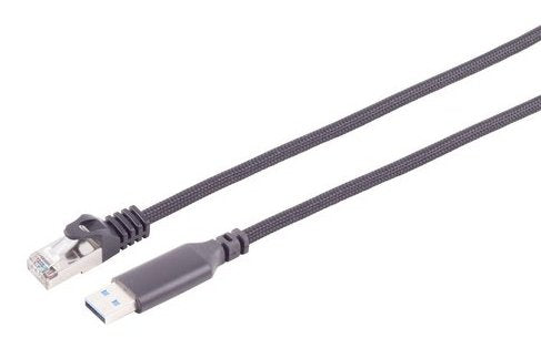 S-impuls USB-A LAN Cable Adapter 1G, RJ45, Alu, Black 5M