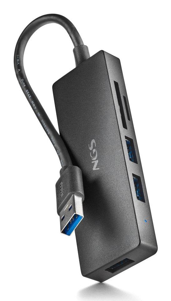 Ngs Hub USB 3.0 With Reader Card 5 Ports 5Gbps Cable 190MM