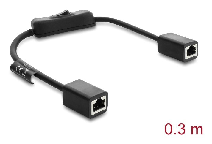 Delock RJ45 Cable Connector Female a Female With Switch CAT.6 F UTP 0,3M - Conmutación Network Black