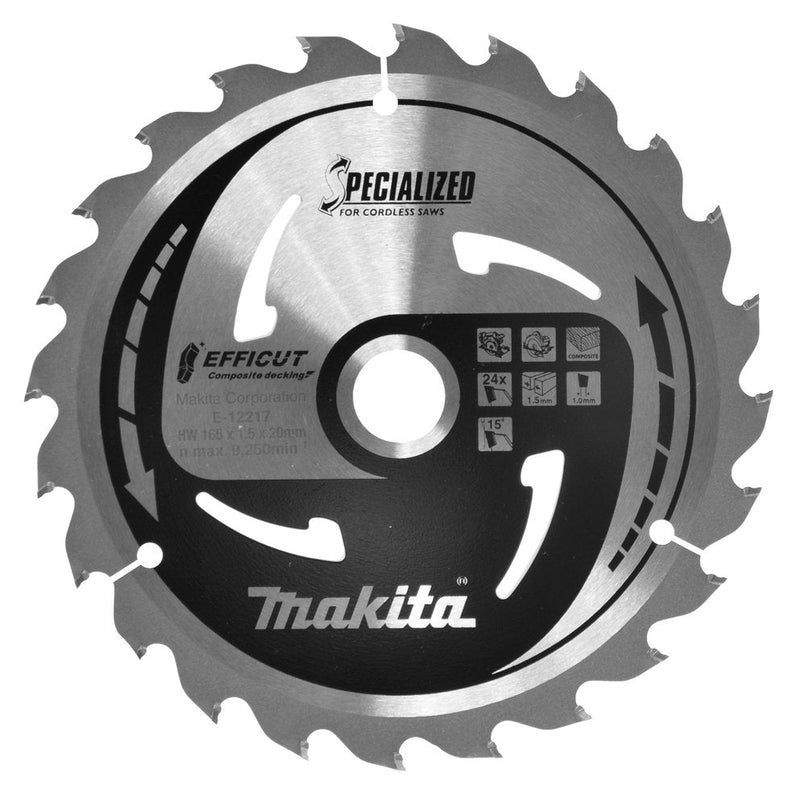 Makita Hoja Saw Circular Effict E-12217, Ø 165MM, 24 Teeth Diámetro 20MM, E-12217