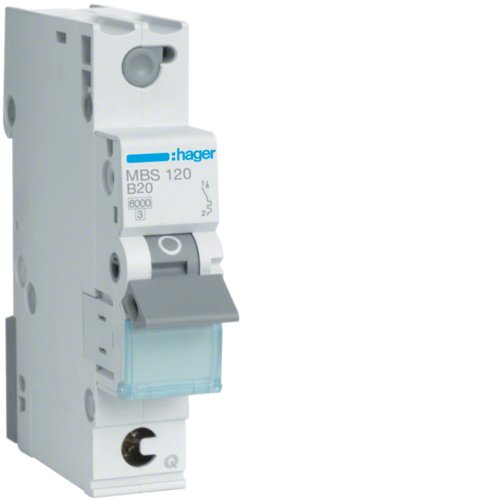 Hager Switch Magnetotérmico MBS120 1POLOS 6KA B-20A Quick Connect 1M