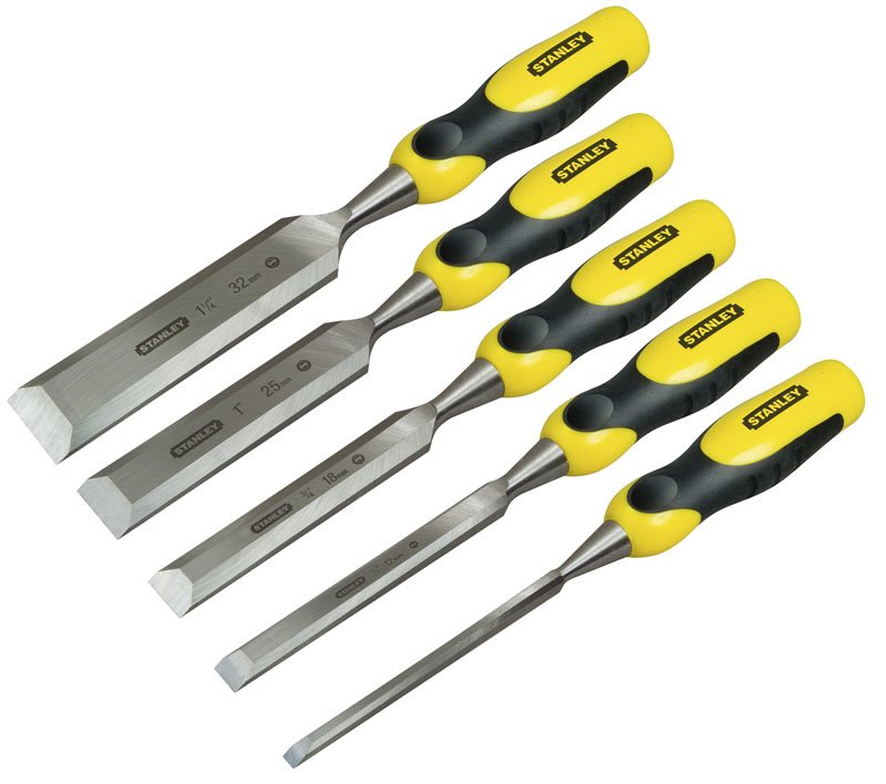 Stanley Set Of Cinceles Dynagrip, 5 Pieces Yellow Black