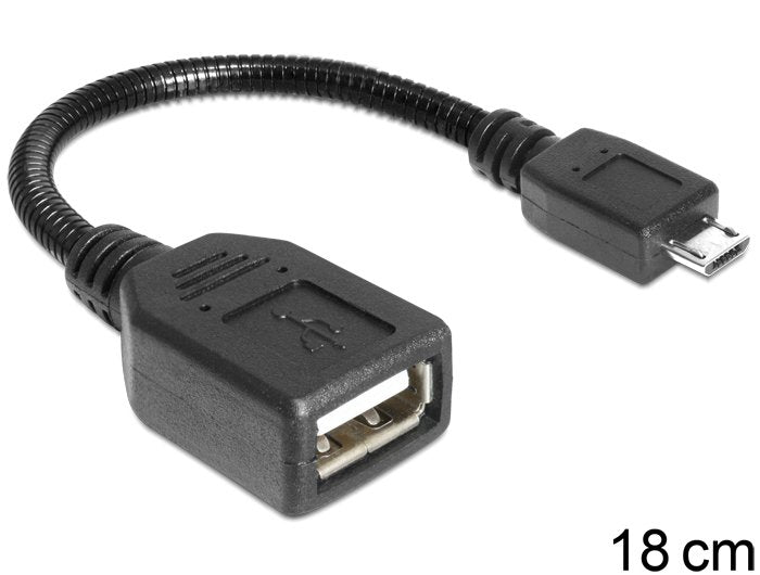 Delock USB Cable Micro-b Male USB 2.0-A Female Otg Flexible 18CM