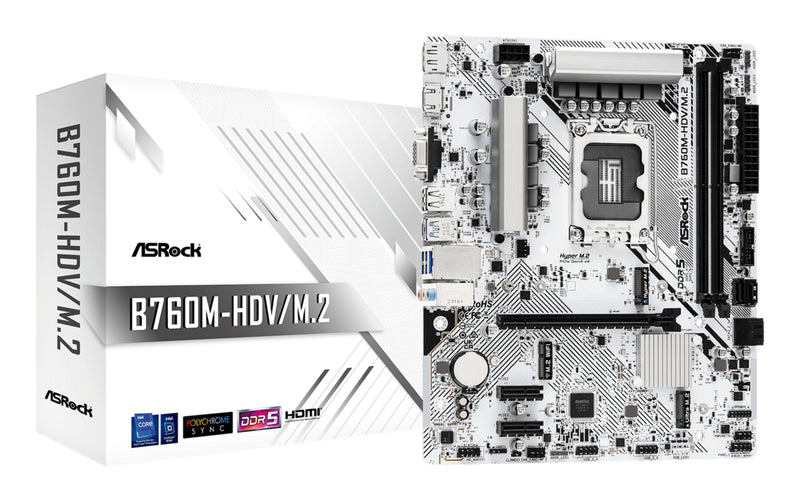 Asrock Motherboard B760M-HDV M.2 MATX LGA1700 2XDDR5 1XPCIE 4.0 X16 LAN 1GB S
