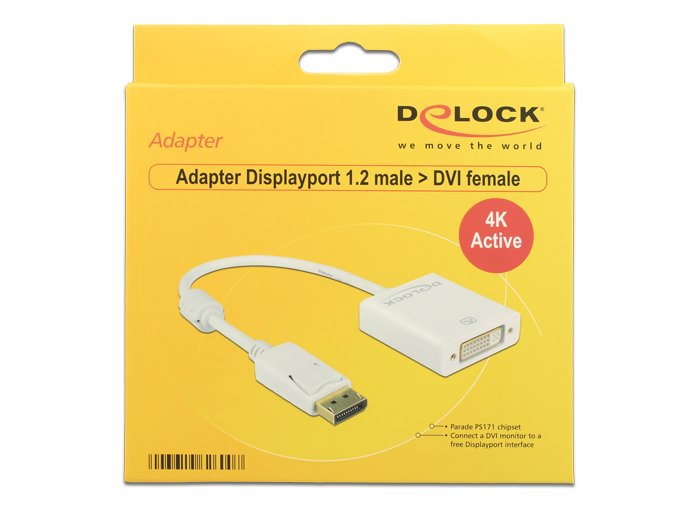 Delock Adaptorcable DisplayPort 1.2 Plug DVI 24 + 5 Socket White 4K Active