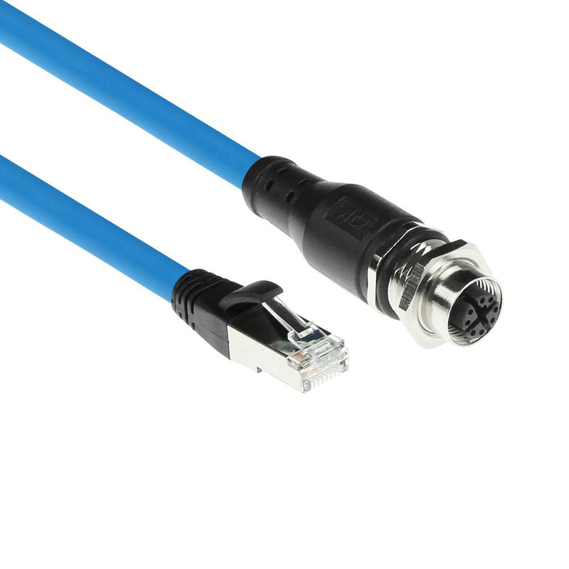 Industrial 3.00 Meters Sensor Cable M12X 8-PIN Female Chassis To RJ45, Superflex Sf UTP Tpe Cable Shielded