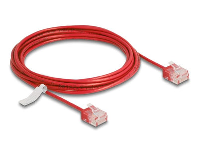 Delock RJ45 Network Cable CAT.6 UTP Ultra Slim 3M Red With Kurzen Machon — image 1