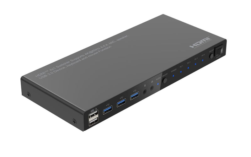 4K@60HZ HDMI KVM Switch, 4X1 4:4:4, USB 3.0
