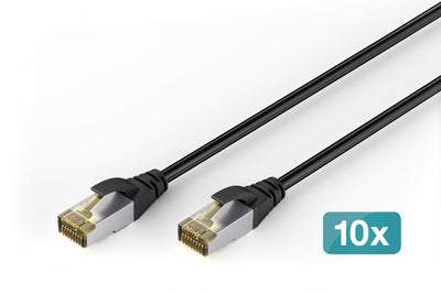 Digitus CAT.6A S/FTP Outdoor- Network Cable, Pe, 10 Units 3M, CAT.6A, S/FTP (s-STP), RJ-45, Black — image 1