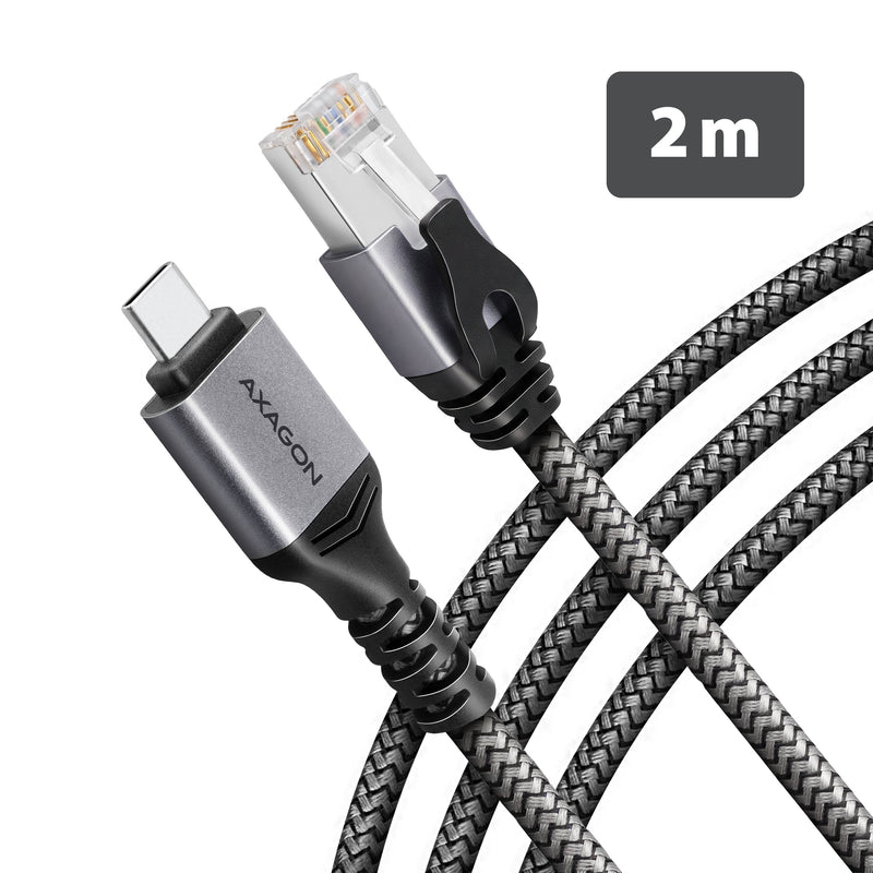 Axagon ADE-CM20 USB-C 5Gbps - Gigabit Ethernet Adapter With Integrated CAT.6 RJ-45 Network Cable (2M), Asix AX