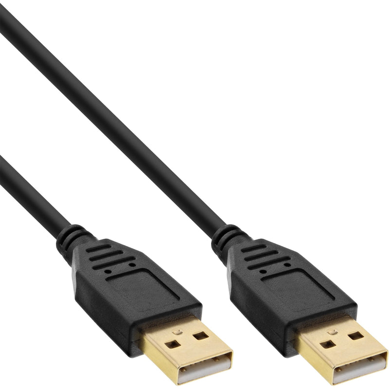 Inline USB Cable 2.0 , Am/Am, Black Contactos Chapados Oro, 2M