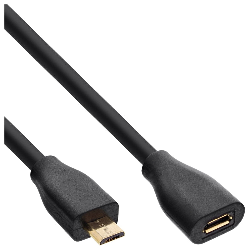 Inline Cable Extensión Micro-usb, USB 2.0 Micro-b M/H, Black/Gold 2M