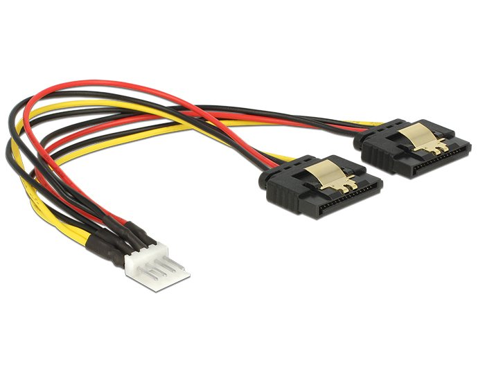 Cable Power Floppy 4 Pin Connector Male 2 X SATA 15 Pin Connector Female Metal 20CM