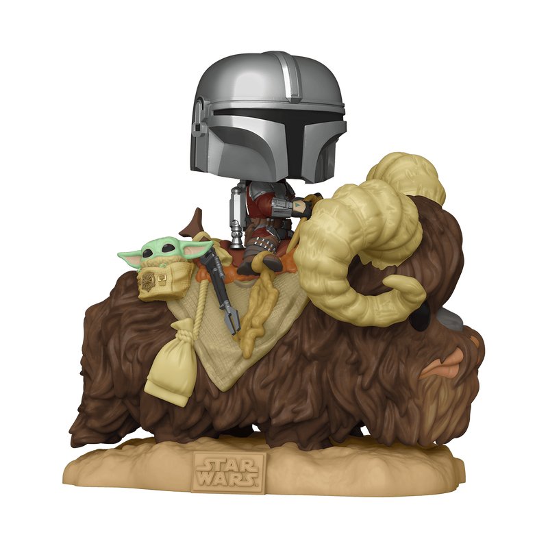 Figure Pop Star Wars The Mandalorian Controller On Bantha With Child In Bag