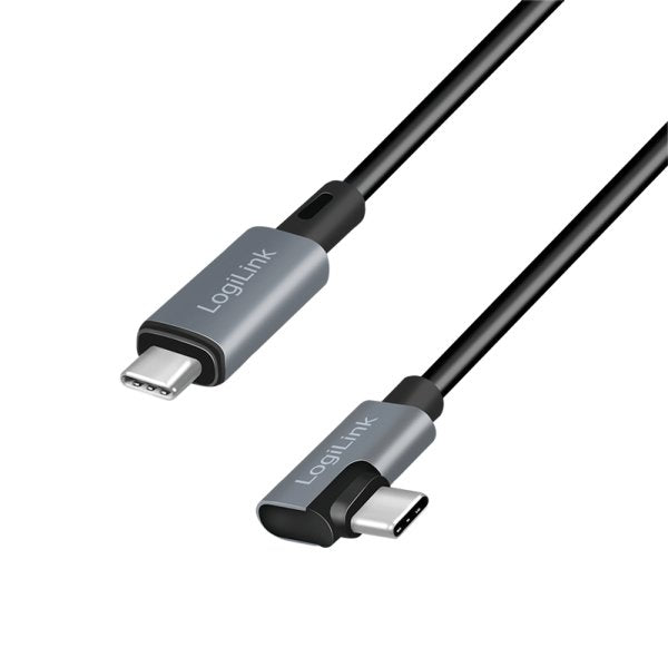 Logilink CU0182 USB 2.0 Type-c Cable C M Angular To USB-C M E-mark Pd Black 1M