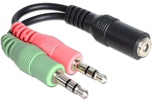 Delock Adapter Jack 3,5MM 4PIN - 2X 3,5MM Jack — image 1