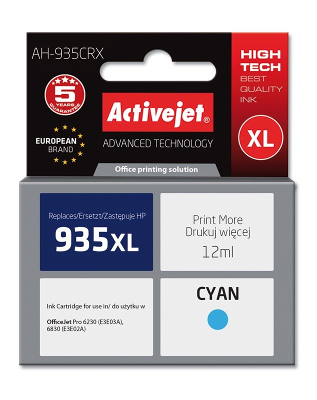 Activejet Ink Ah-935CRX (reemplazo HP 935XL C2P24AE - Premium - 12ML - Cyan