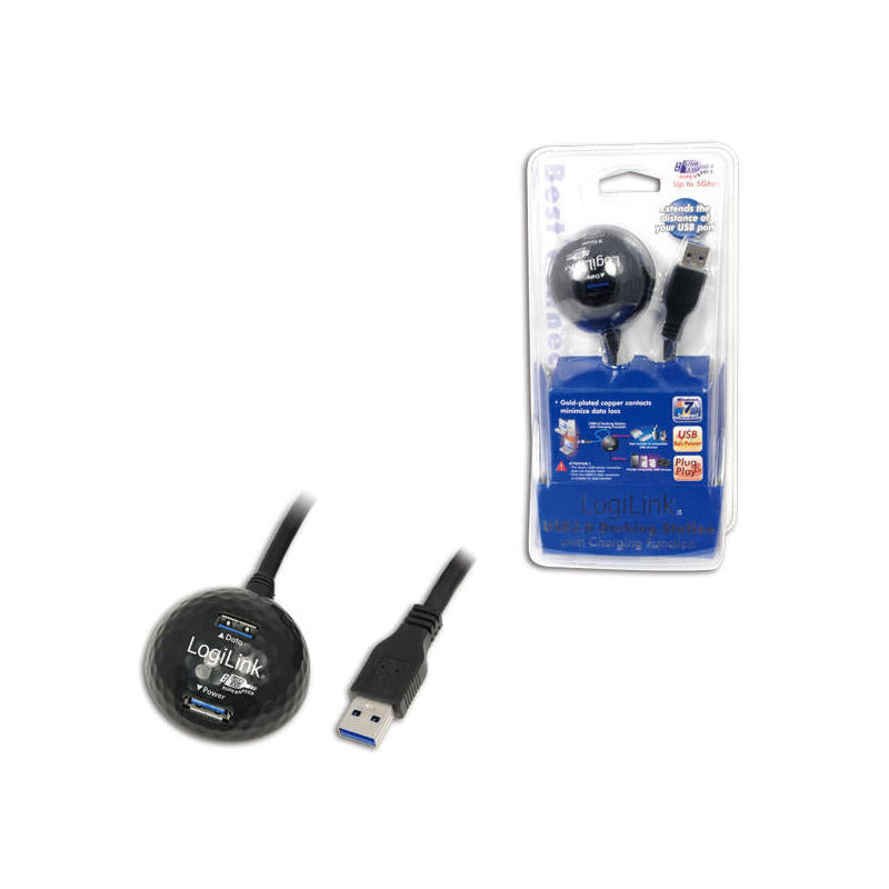 Logilink USB Cable 3.0A - X2 USB a (alargo) 1.20M With Base Desktop Black