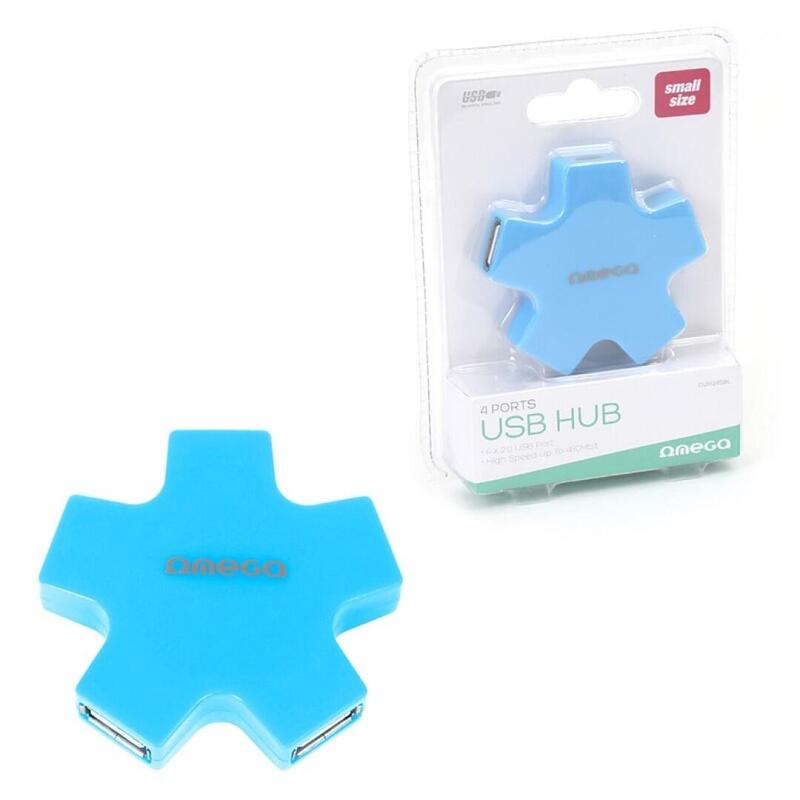 Omega Hub 4 Ports USB 2.0 Estrella Blue