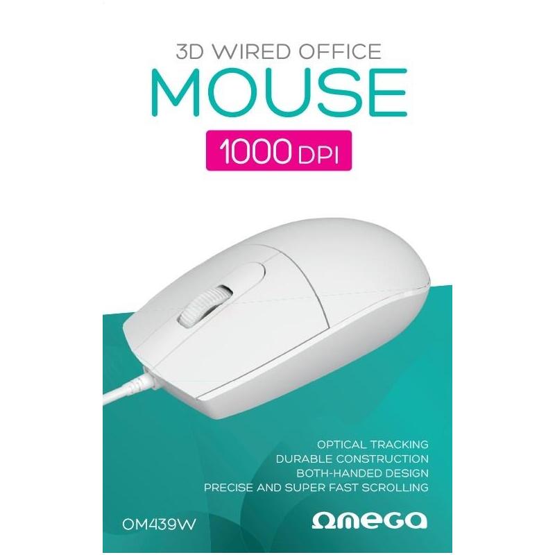 Omega Mouse Optico 3D USB 1000DPI OM439 White