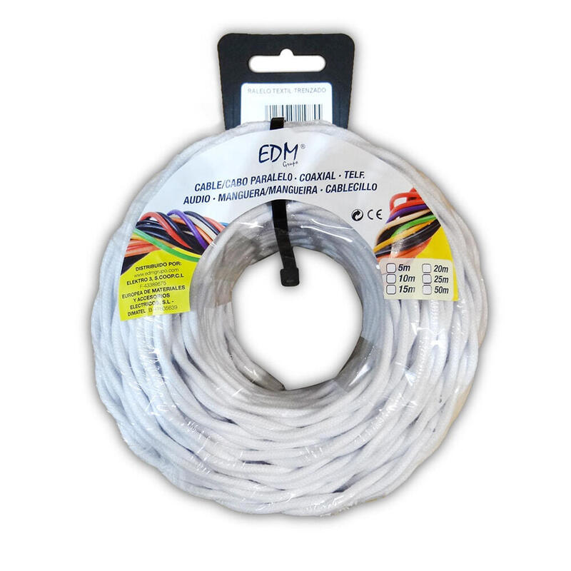 Paralelo Textil Trenzado 2X2,5MM White 5M