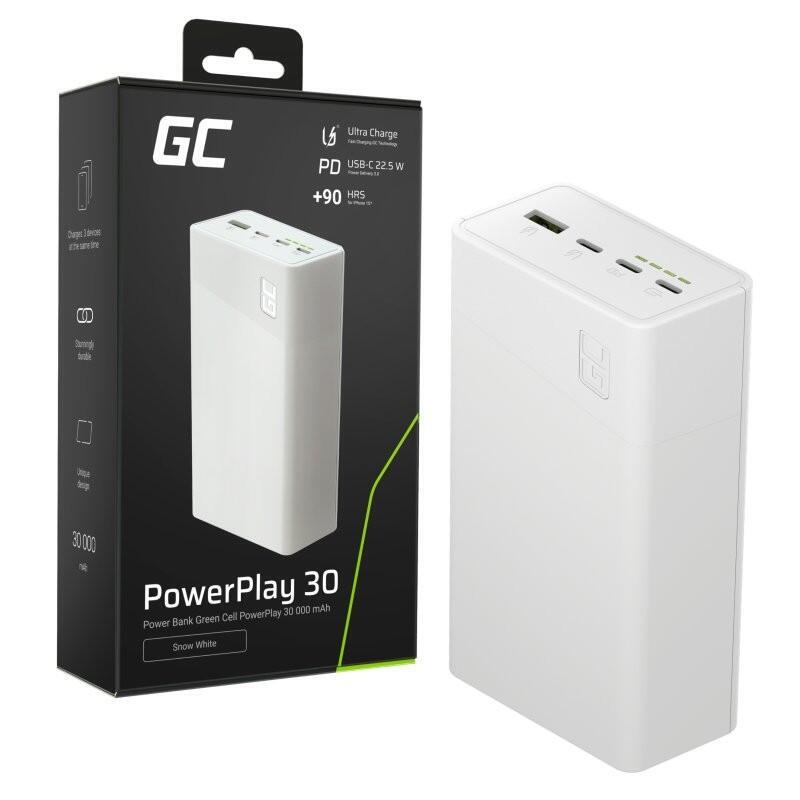 Powerbank 30 000MAH, 22.5W, 4 Ports White
