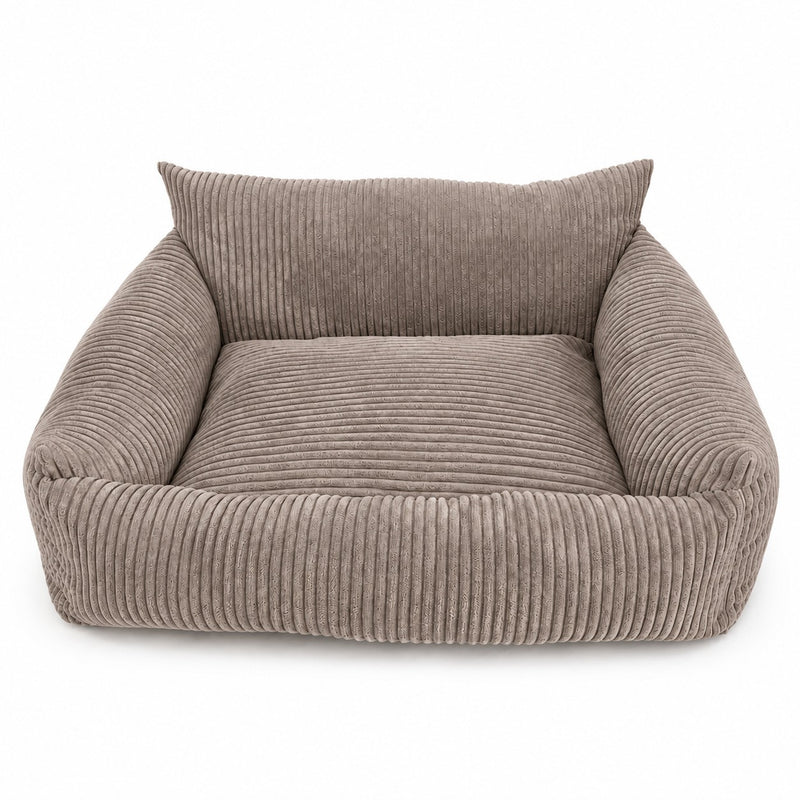Lodie Corduroy Dog Sofa with Removable Cover – Hazelnut Taupe, M