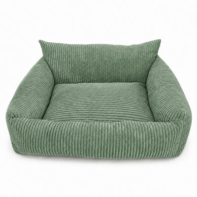 Lodie Corduroy Dog Sofa with Removable Cover – Olive Green, L