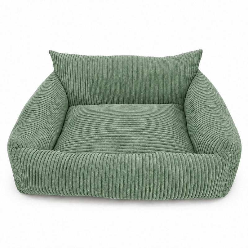 Lodie Corduroy Memory Foam Dog Sofa – Olive Green, S
