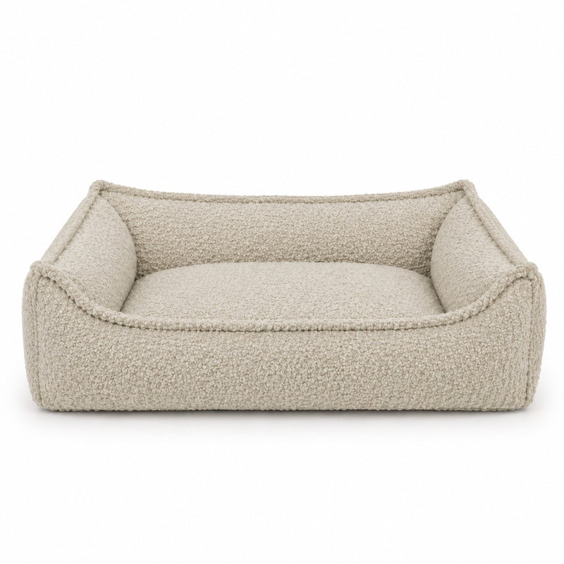 Nino Bouclé Memory Foam Dog Basket Bed – Ecru, L